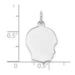 Sterl Silver Rh-plt Engraveable Boy Polished Front/Satin Back Disc Charm - Image 3