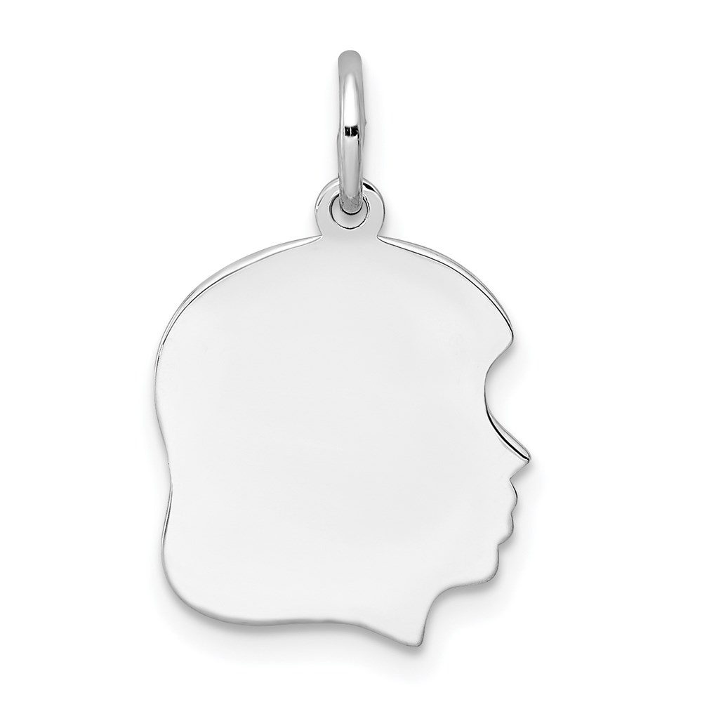 QM353-4.jpg Sterl Silver Rh-plt Engraveable Girl Polished Front/Satin Back Disc Charm - Image 1