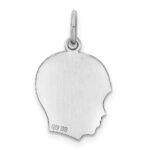 Sterl Silver Rh-plt Engraveable Boy Polished Front/Satin Back Disc Charm - Image 4