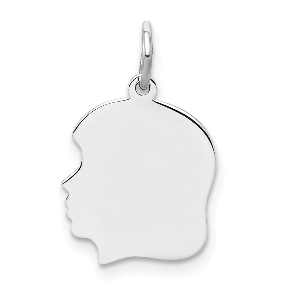 QM355-6.jpg Sterl Silver Rh-plt Engraveable Girl Polished Front/Satin Back Disc Charm - Image 1