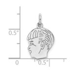 Sterl Silver Rh-plt Engraveable Boy Polished Front/Satin Back Disc Charm - Image 3