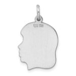 Sterling Silver Rhod-plate Eng. Girl Polish Front/Satin Back Disc Charm - Image 4