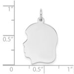 Sterling Silver Rhod-plate Eng. Girl Polished Front/Satin Back Disc Charm - Image 3