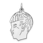 Sterl Silver Rh-plt Engraveable Boy Polished Front/Satin Back Disc Charm