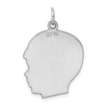 Sterling Silver Rh-plt Engraveable Boy Disc Charm Polish on Front/Back - Image 3