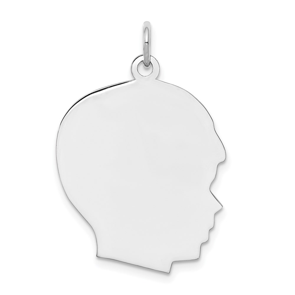 QM364-5.jpg Sterl Silver Rh-plt Engraveable Boy Polished Front/Satin Back Disc Charm - Image 1