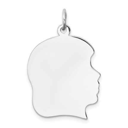 Sterl Silver Rh-plt Engraveable Girl Polished Front/Satin Back Disc Charm