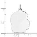 Sterl Silver Rh-plt Engraveable Girl Polished Front/Satin Back Disc Charm - Image 4