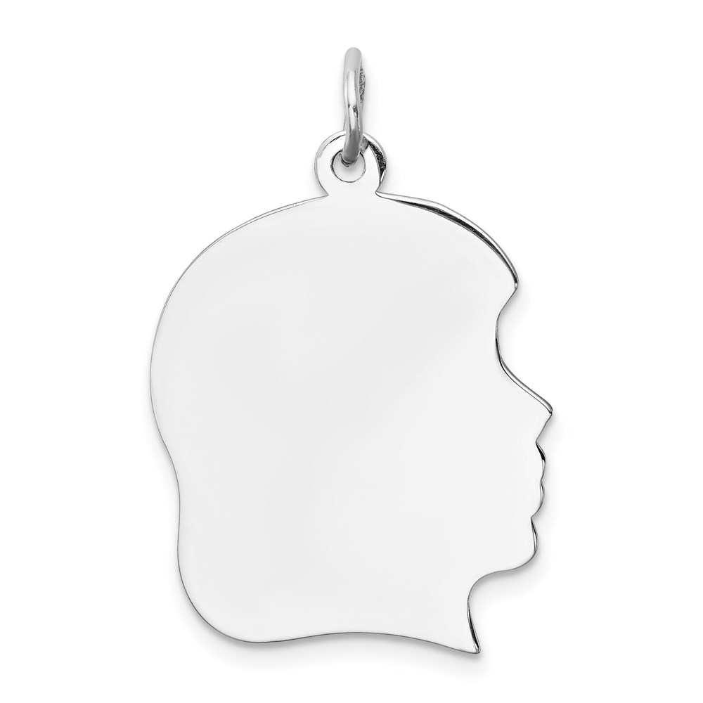 QM365-9.jpg Sterling Silver Rh-plt Engraveable Girl Disc Charm Polish on Front/Back - Image 1