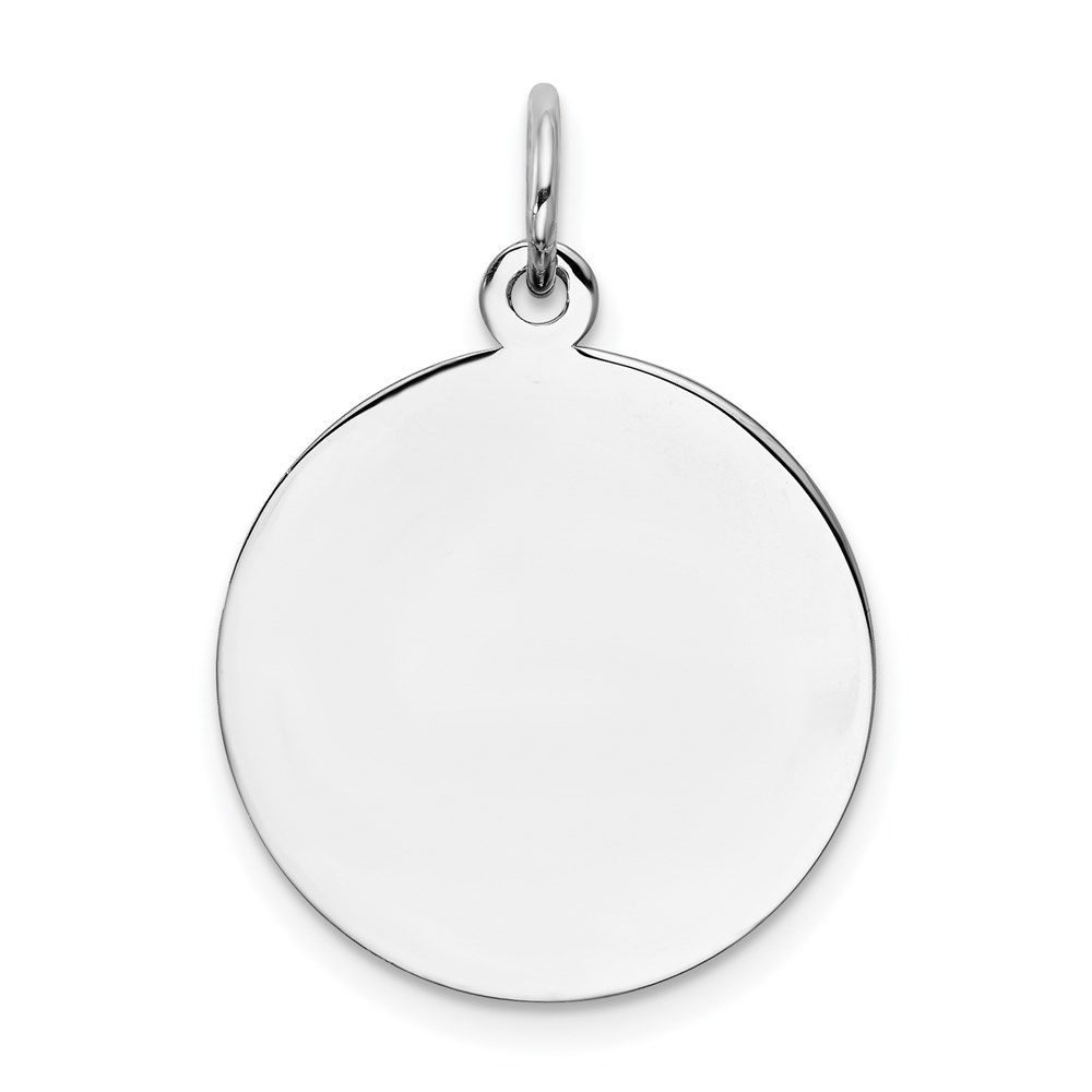 QM371-7.jpg SS Rh-plt Engraveable Round Polished Front/Satin Back Disc Charm - Image 1
