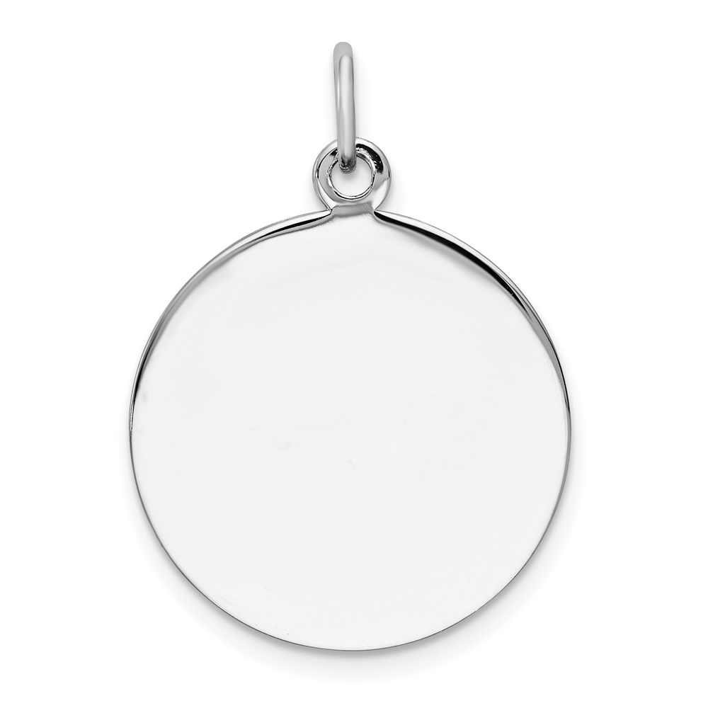 QM372.jpg SS Rh-plt Engraveable Round Polished Front/Satin Back Disc Charm - Image 1