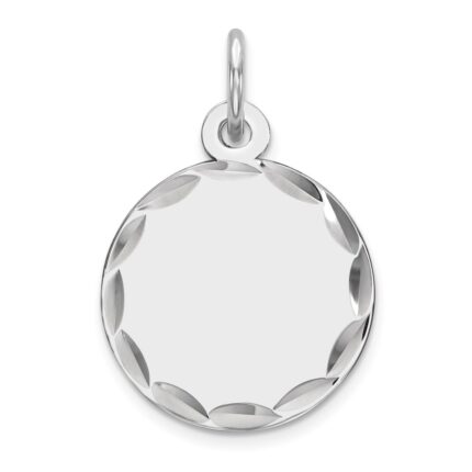 Sterling Silver Rhod-plated Eng. Rnd Polish Front/Back Disc Charm