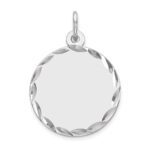 Sterling Silver Rhod-plated Eng. Rnd Polish Front/Back Disc Charm