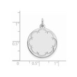 Sterling Silver Rhod-plated Eng. Rnd Polish Front/Satin Back Disc Charm - Image 2