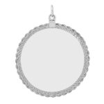 Sterl Silver Rh-plt Engraveable Round with Rope Polished Front/Back Disc - Image 3