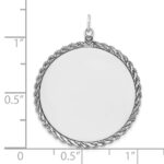 Sterl Silver Rh-plt Engraveable Round with Rope Polished Front/Back Disc - Image 4