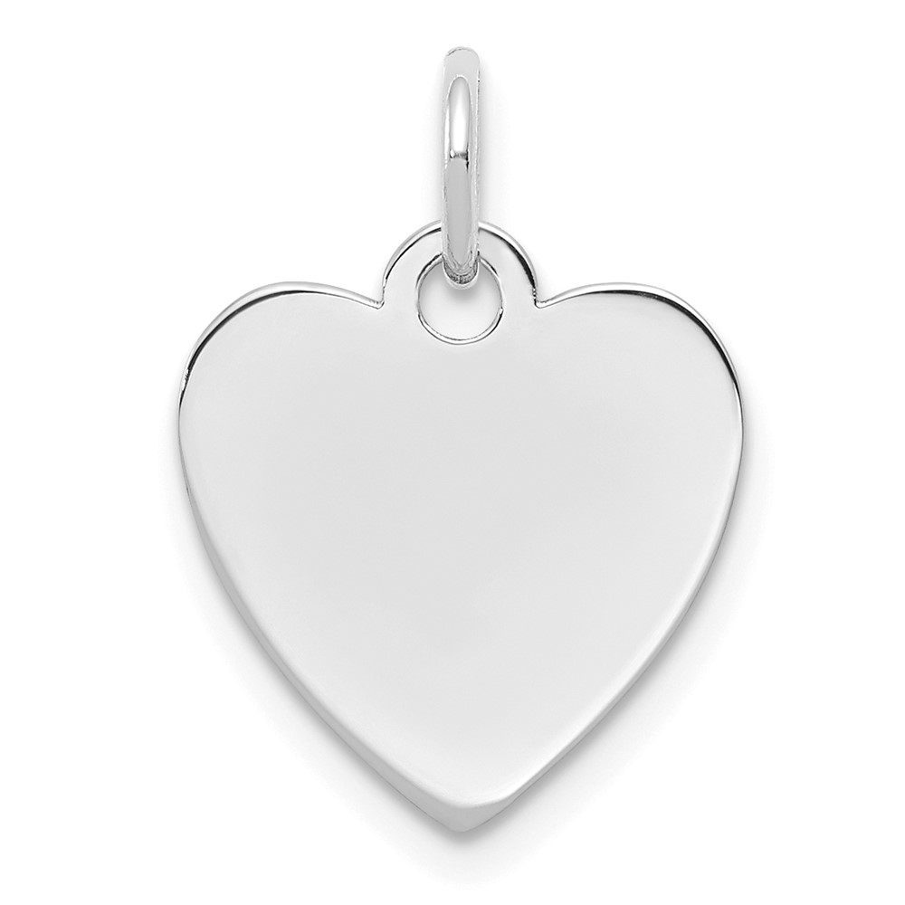 QM390-9.jpg Sterling Silver Rhod-plated Eng. Heart Polish Front/Satin Back Disc Charm - Image 1