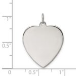 SS Rh-plt Engraveable Heart Polished Front/Satin Back Disc Charm - Image 3