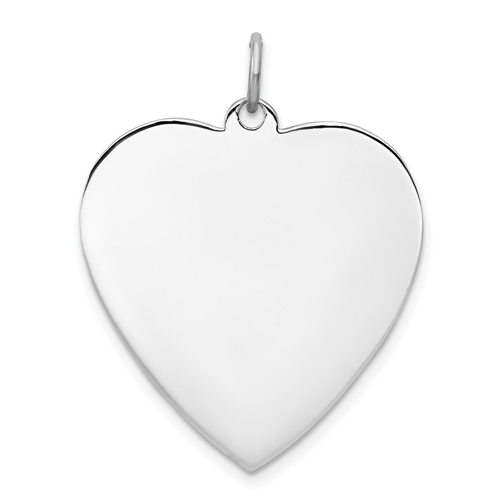 QM394-5.jpg SS Rh-plt Engraveable Heart Polished Front/Satin Back Disc Charm - Image 1