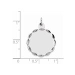 Sterling Silver Rh-plt Engraveable Polished Front/Satin Back Disc Charm - Image 4