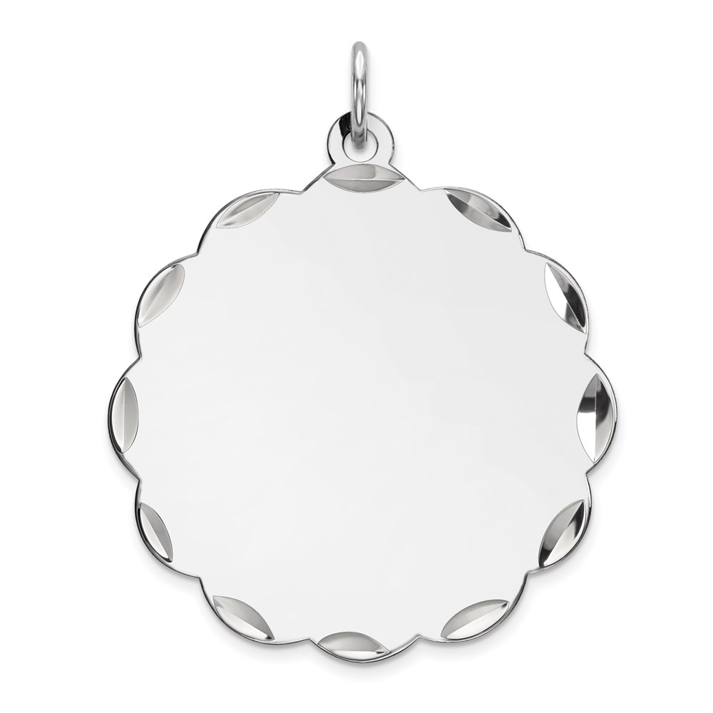 QM412-1.jpg Sterling Silver Rh-plt Engraveable Polished Front/Satin Back Disc Charm - Image 1