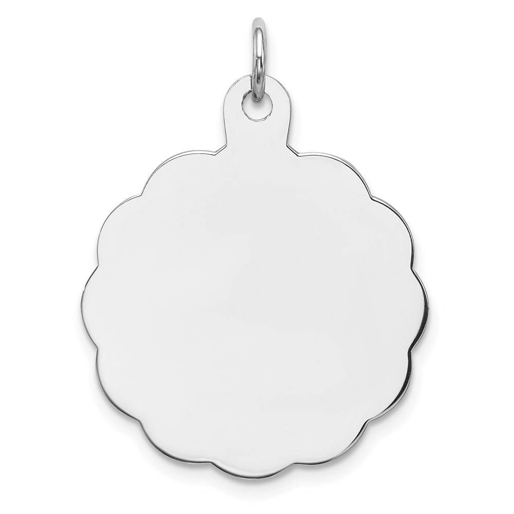 QM416-5.jpg Sterling Silver Rh-plt Engraveable Polished Front/Satin Back Disc Charm - Image 1