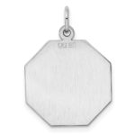 SS Rh-plt Engraveable Octagon Polished Front/Satin Back Disc Charm - Image 4