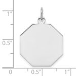 SS Rh-plt Engraveable Octagon Polished Front/Satin Back Disc Charm - Image 3