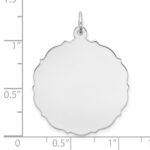 Sterling Silver Rh-plt Engraveable Polished Front/Satin Back Disc Charm - Image 3