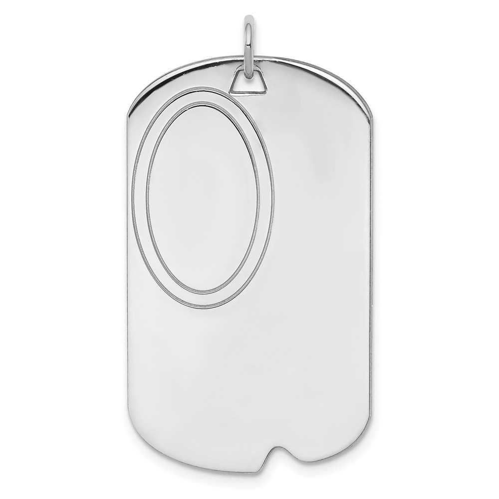 QM444-1.jpg Sterling Silver Rh-plt Engraveable Dog Tag Polished Front/Back Disc Charm - Image 1
