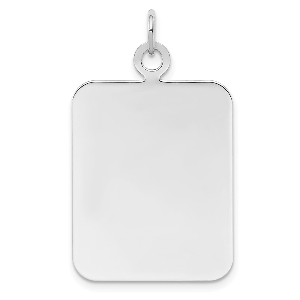 QM446-6.jpg SS Rh-plt Engraveable Rectangle Polished Front/Satin Back Disc Charm - Image 1
