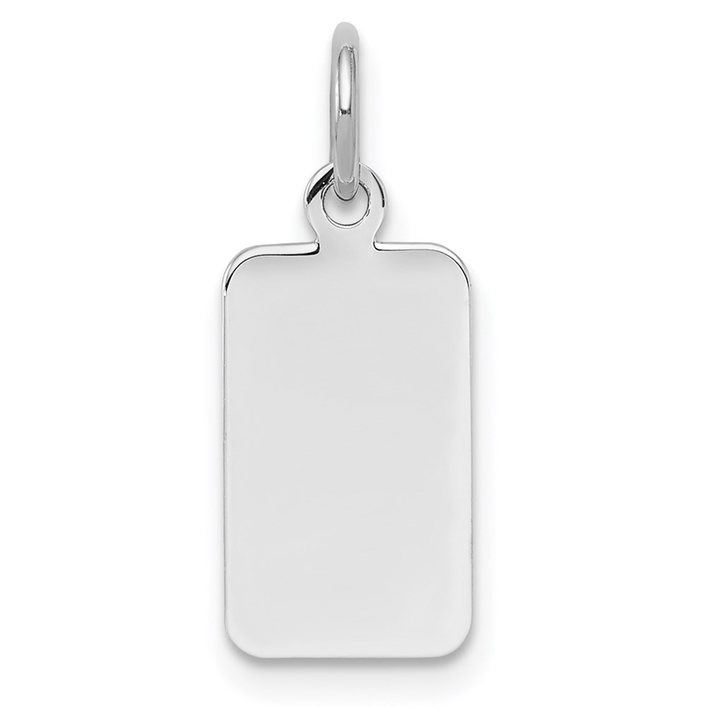 QM447-1.jpg Sterl Silver Rh-plt Engraveable Rectangle Polished Front/Back Disc Charm - Image 1