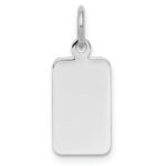 Sterl Silver Rh-plt Engraveable Rectangle Polished Front/Back Disc Charm
