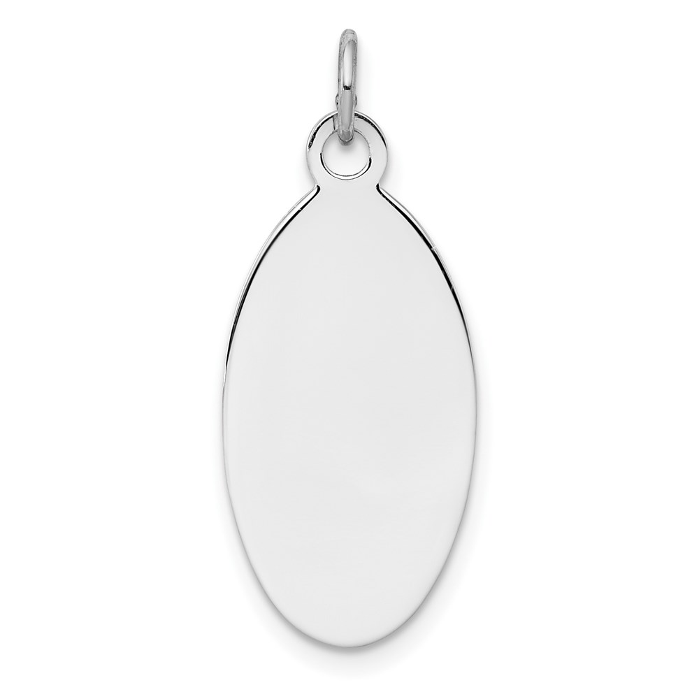 QM451-1.jpg Sterl Silver Rh-plt Engraveable Oval Polished Front/Satin Back Disc Charm - Image 1