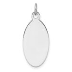 Sterl Silver Rh-plt Engraveable Oval Polished Front/Satin Back Disc Charm