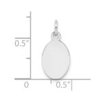 Sterl Silver Rh-plt Engraveable Oval Polished Front/Satin Back Disc Charm - Image 3