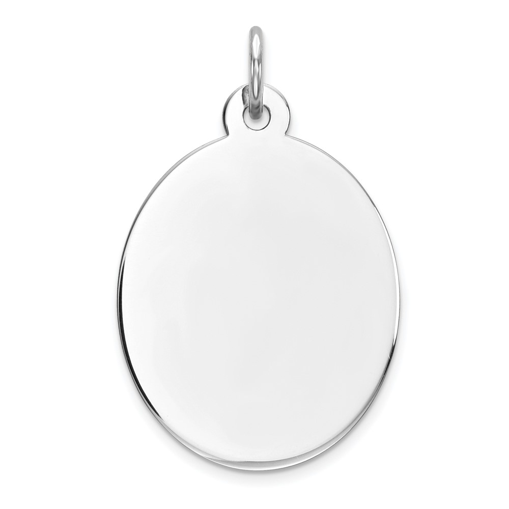 QM453-1.jpg Sterling Silver Rhod-plate Eng. Oval Polish Front/Back Disc Charm - Image 1