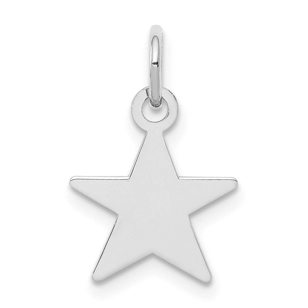 QM462.jpg Sterling Silver Rhodium-plated Engraveable Star Disc Charm - Image 1