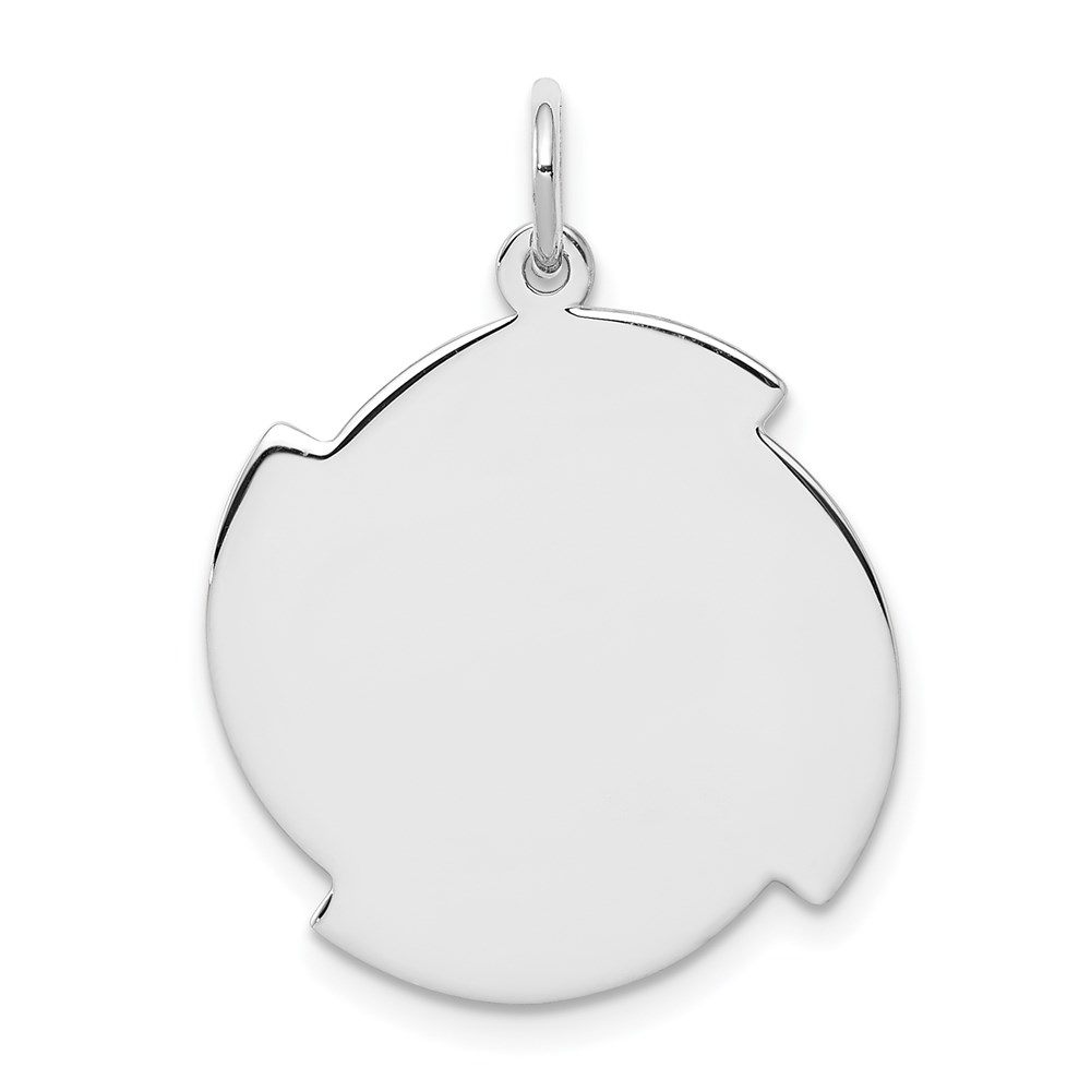 QM465-1.jpg Sterling Silver Rhodium-plated Engraveable Disc Charm - Image 1
