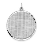 SS Rh-plt Engraveable Round Patterned Polished Front/Satin Back Disc