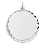 Sterling Silver Rhod-plated ENG. Round Polished Front/Back Disc Charm