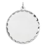 Sterling Silver Rhod-plated ENG. Round Polished Front/Back Disc Charm