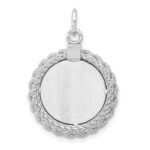 Sterling Silver Rhod-plated Eng. Rnd w/Rope Polish Front/Satin Back Disc - Image 3