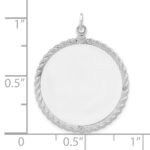 Sterling Silver Rhod-plated Eng. Rnd w/Rope Polish Front/Satin Back Disc - Image 4
