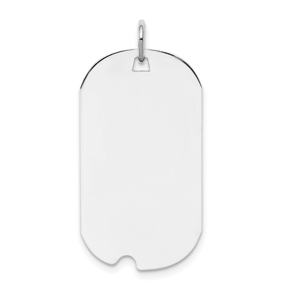 QM504-1.jpg Sterling Silver Rhod-plate Eng. Dog Tag Polish Front/Satin Back Disc Charm - Image 1