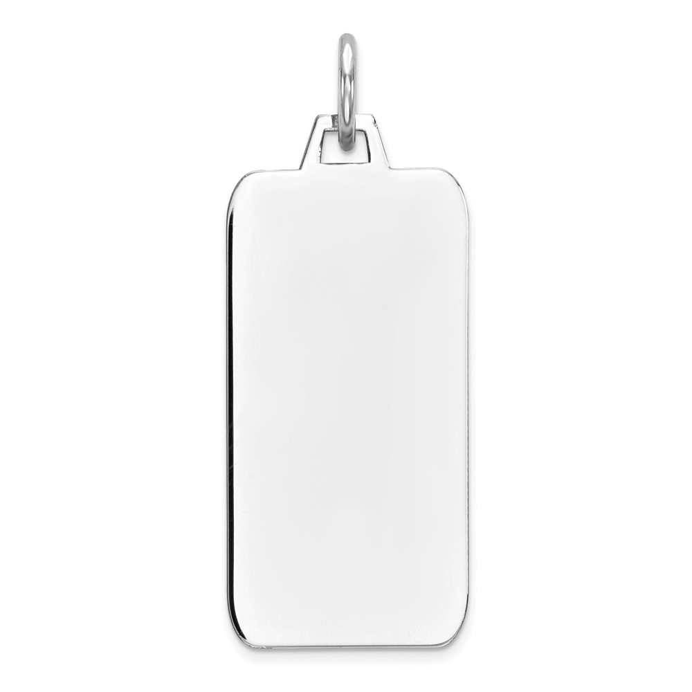 QM508-5.jpg Sterling Silver Rhod-plate Eng. Rect. Polish Front/Satin Back Disc Charm - Image 1