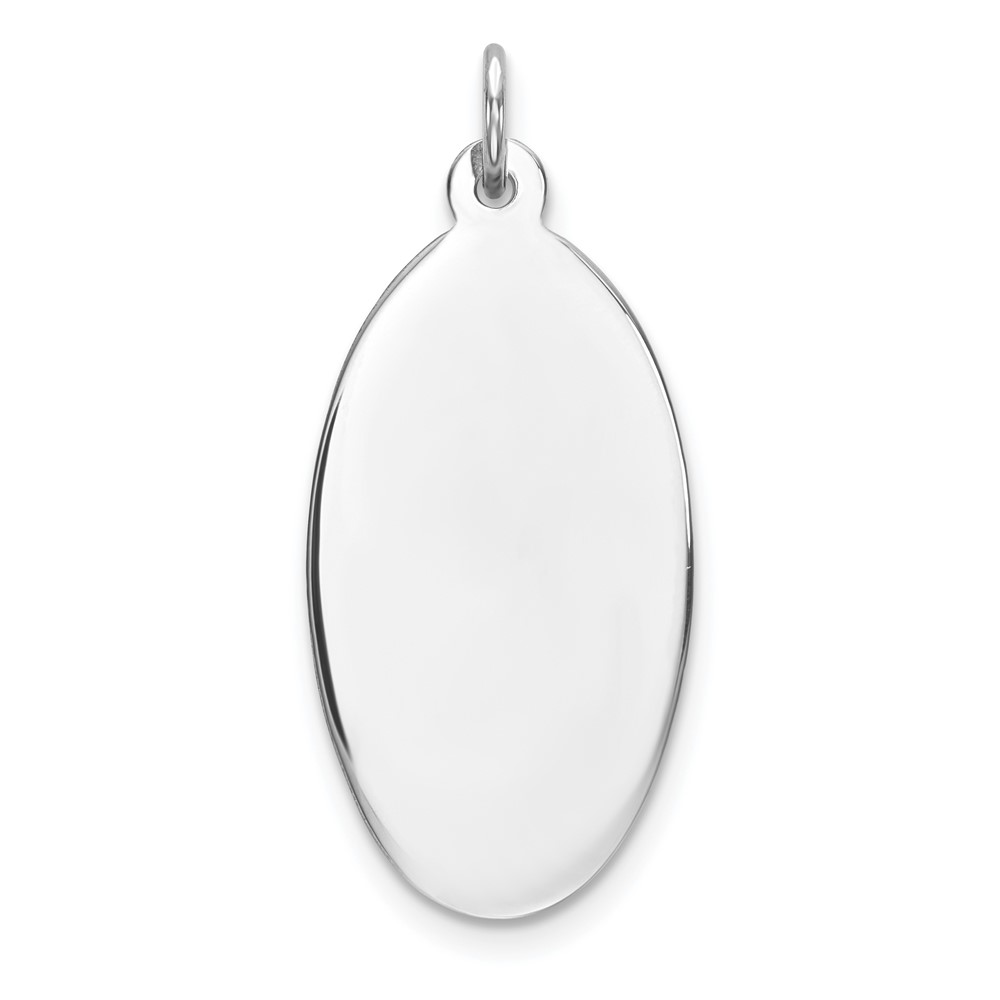 QM515-1.jpg Sterling Silver Rhod-plate Eng. Oval Polish Front/Satin Back Disc Charm - Image 1