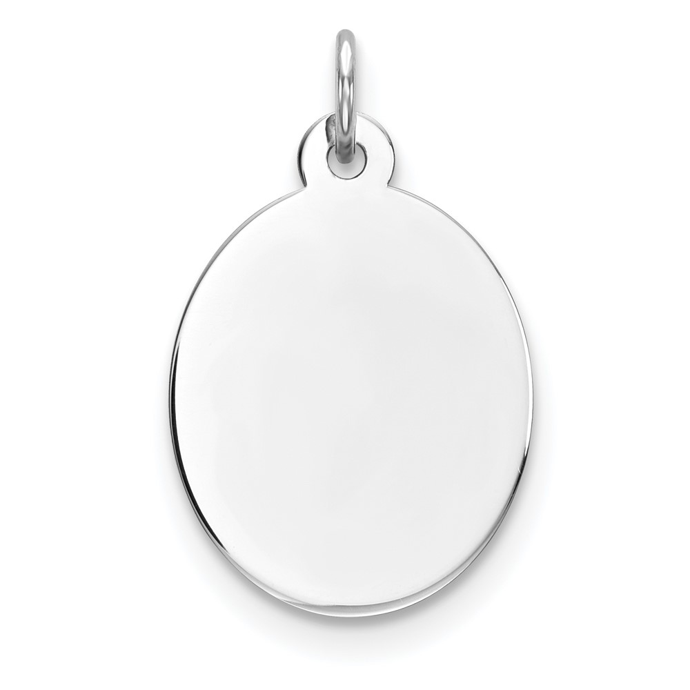 QM516-2.jpg Sterling Silver Rhod-plate Eng. Oval Polish Front/Satin Back Disc Charm - Image 1