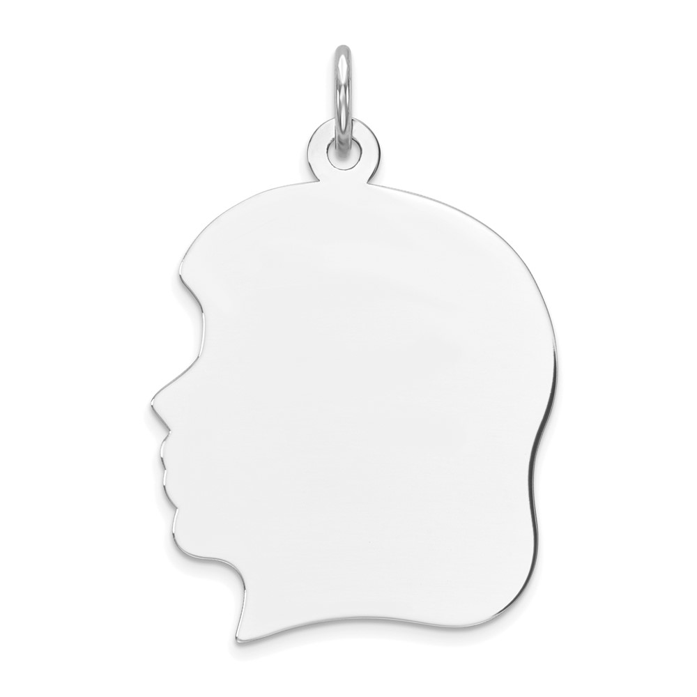 QM522-4.jpg Sterling Silver Rhod-plate Eng. Girl Polished Front/Satin Back Disc Charm - Image 1