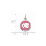 Sterling Silver Rhod-plate Pink Enamel Right Facing Girl Head Disc Charm - Image 3